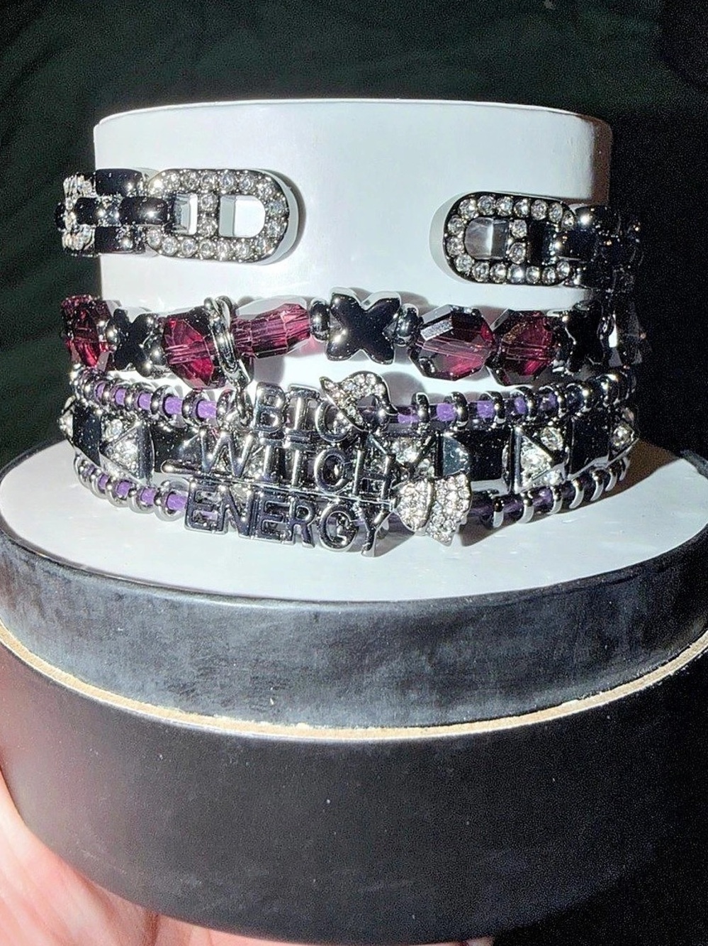 Bomb Party Halloween Stack-Shadows & Champagne Big Witch Energy on Hematite - Picture 4 of 6